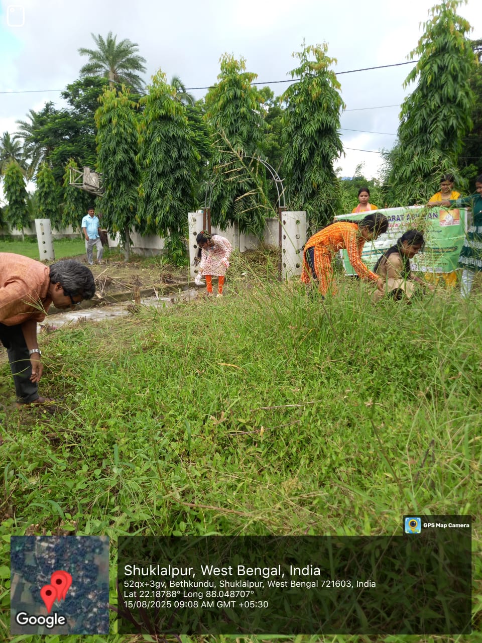 Volunteers cleaning the adopted village premises at Shuklalpur